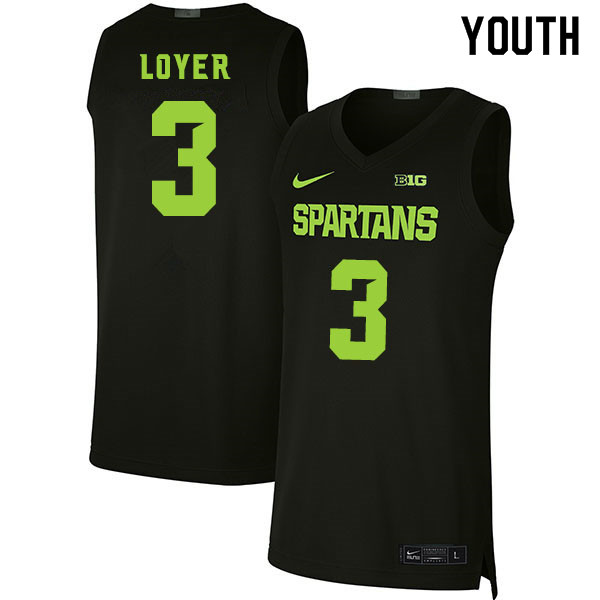 2020 Youth #3 Foster Loyer Michigan State Spartans College Basketball Jerseys Sale-Black